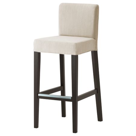 Стул барный ХЕНРИКСДАЛЬ, коричнево-чёрный, Нольхага светло-бежевый (74 см)