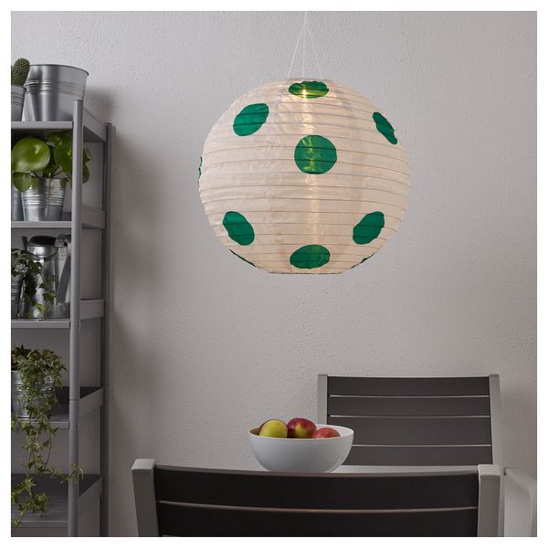 Подвесная светодиодная лампа СОЛВИДЕН, для сада шаровидный, в горошек зеленый (45 см) - фото 3