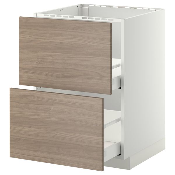 Напольный шкаф под мойку + 2 фронтальных панели, 2 ящика МЕТОД / МАКСИМЕРА, белый, Брокхульт светло-серый - схема-чертеж с размерами