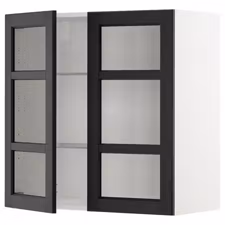 METOD Навесной шкаф/полки/2стеклян двери