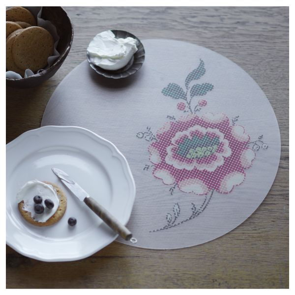 Салфетка под прибор ИНБЬЮДАНДЕ, цветок, квадраты (37 см) - схема-чертеж с размерами