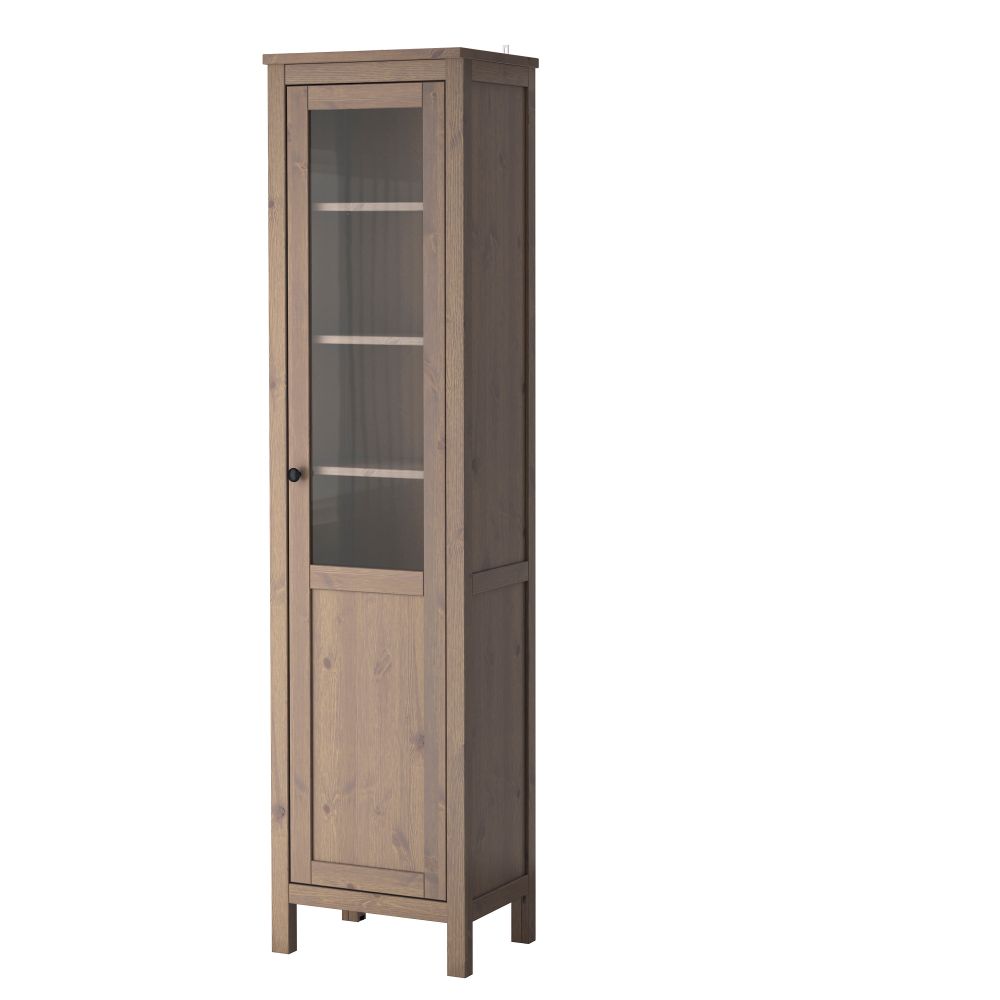 Шкаф с глухой, стеклянной дверцей ХЕМНЭС, серо-коричневый (49x197 см) - фото 1
