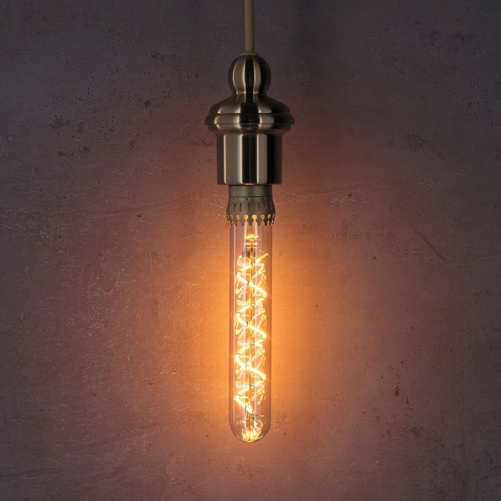 Светодиод E27 140 лм, регулируемая яркость/в форме трубки коричневый, прозрачное стекло 34 мм IKEA ROLLSBO РОЛЛЬСБУ 704.163.45 - фото 1