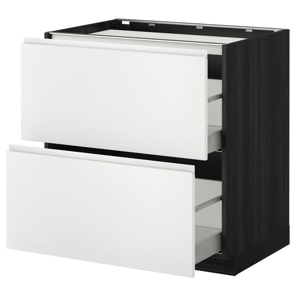Напольный шкаф, 2 фронтальных панели, 3 ящика МЕТОД / МАКСИМЕРА, черный, Нодста белый - фото 1
