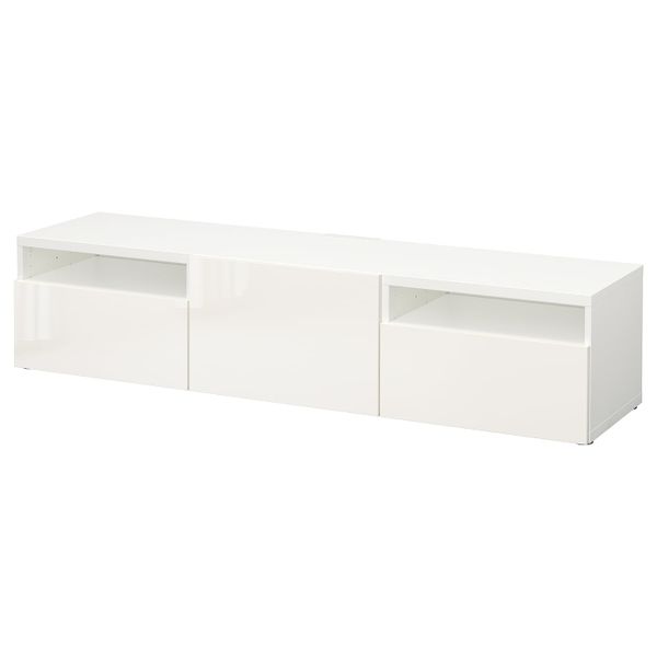 Тумба под ТВ, белый/Сельсвикен глянцевый, белый 180x42x39 см IKEA BESTÅ БЕСТО 493.285.91 - фото 1