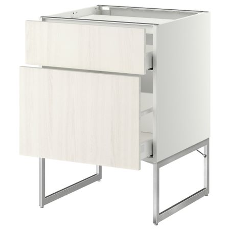 Напольный шкаф, 2 фронтальных панели, 3 ящика МЕТОД / МАКСИМЕРА, белый, Росдаль белый