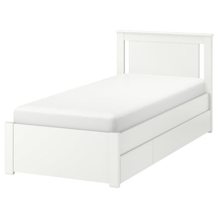 Каркас кровати с 2 ящиками, белый/Лонсет 90x200 см IKEA SONGESAND СОНГЕСАНД 192.410.09