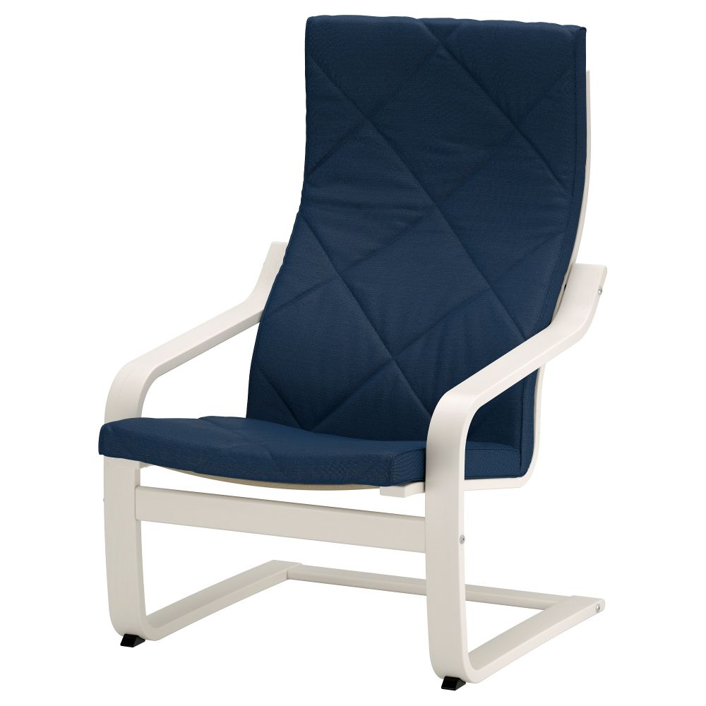 Кресло ПОЭНГ, белый, Эдум темно-синий - фото 1