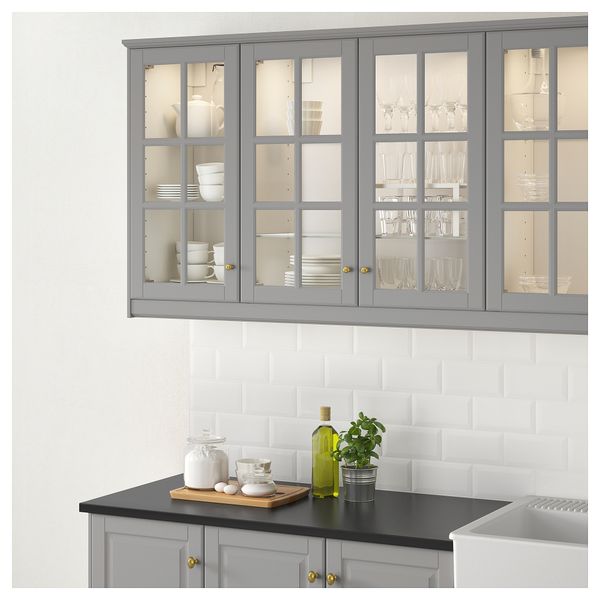 Стеклянная дверь БУДБИН, серый - фото 3