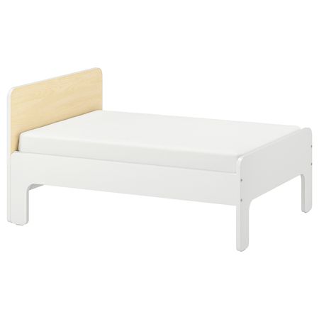 Раздвижная кровать с реечным дном, белый, береза 80x200 см IKEA SLÄKT СЛЭКТ 893.266.13