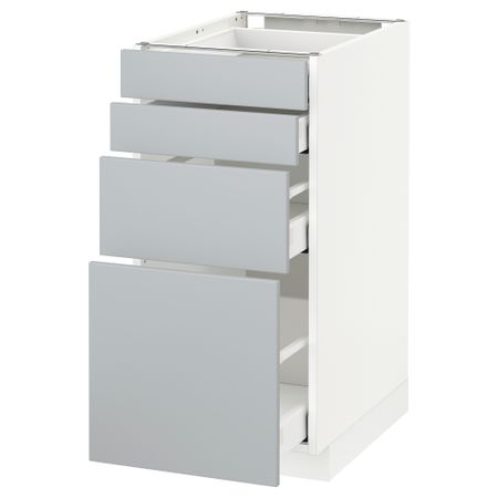 Напольный шкаф 4 фронтальных панели, 4 ящика, 40x60 см, белый, Veddinge серый IKEA METOD МЕТОД, MAXIMERA МАКСИМЕРА 490.498.73