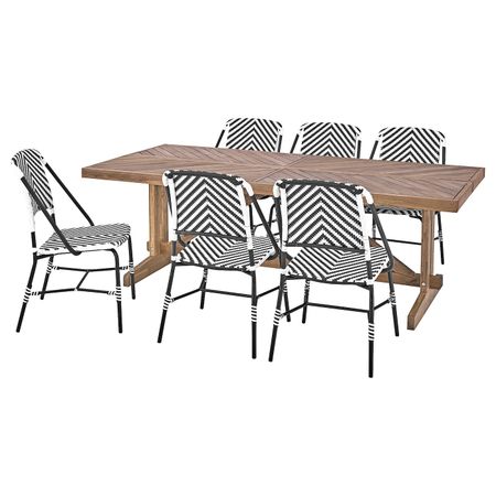 Садовый стол+6 стульев, акация/черный белый 220x100 см IKEA NORRMANSÖ НОРРМАНСЁ / VASSHOLMEN ВАССХОЛЬМЕН 694.352.17