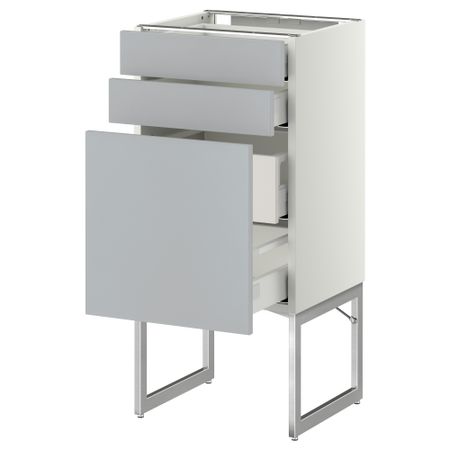 Напольный шкаф 3 фронтальных панели, 2 нижних, 2 средних ящика МЕТОД / МАКСИМЕРА, белый, Веддинге серый