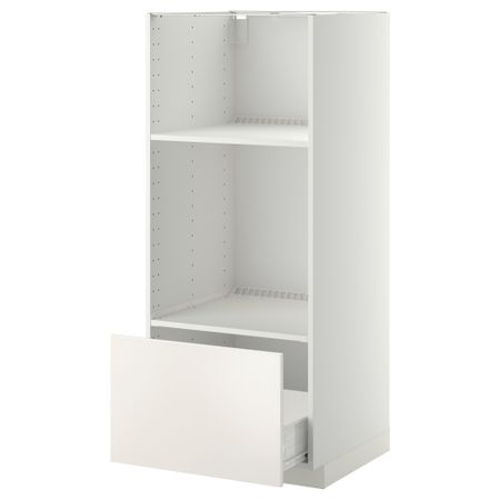 Высокий шкаф с ящиком для духовки/СВЧ МЕТОД / ФОРВАРА, белый, Веддинге белый (60x60x140 см)