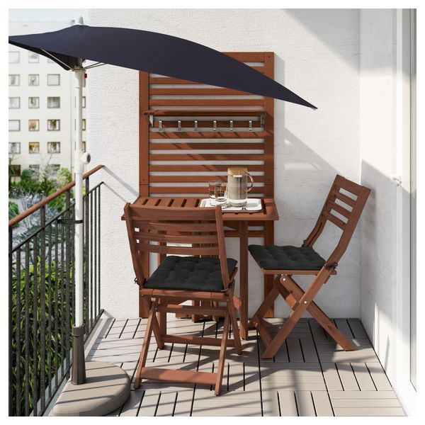 Панель, стол, 2 стула ЭПЛАРО, для сада, коричневая морилка - фото 3