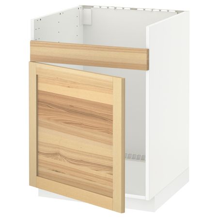 Напольный шкаф для мойки ХАВСЕН, белый/Торхэмн ясень 60x60 см IKEA METOD МЕТОД 494.457.69