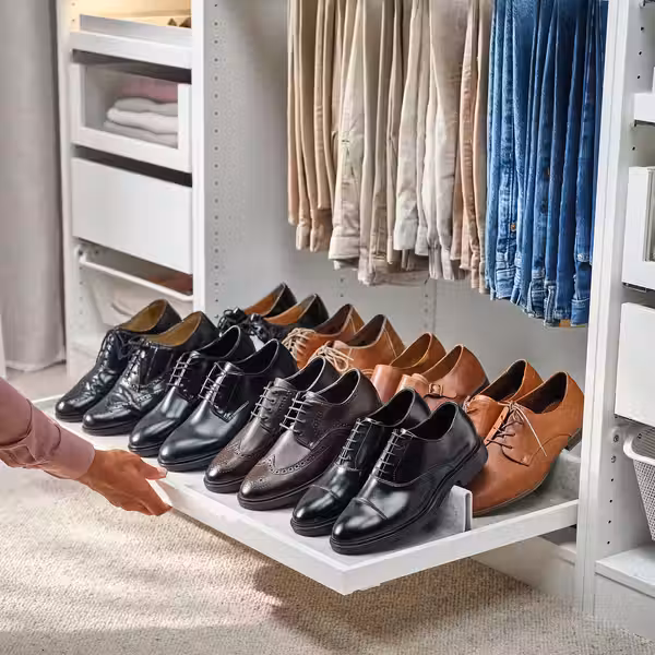 KOMPLEMENT Выдвижная полка с вставкой д/обуви - белый/светло-серый 100x58 см - фото 2