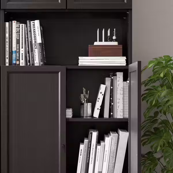 OXBERG Дверь - чёрный под дуб 40x97 см - схема-чертеж с размерами