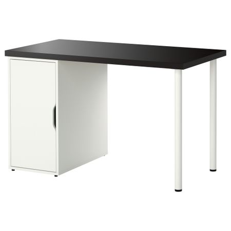 Стол ЛИННМОН / АЛЕКС, черно-коричневый, белый (120x60 см)