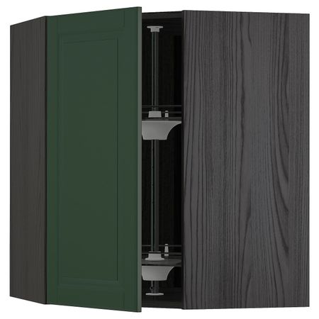 Угловой навесного шкаф с вращающейся секц, черный/Будбин темно-зеленый 68x80 см IKEA МЕТОД 193.133.98