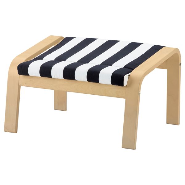 Табурет для ног ПОЭНГ, березовый шпон, Стенли черный/белый - фото 1
