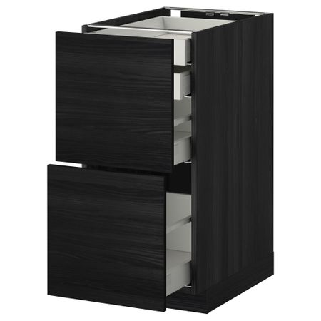 Напольный шкаф 2 фронтальные панели, 2 нижних, 1 средний, 1 высокий ящик МЕТОД / МАКСИМЕРА, черный, Тингсрид черный