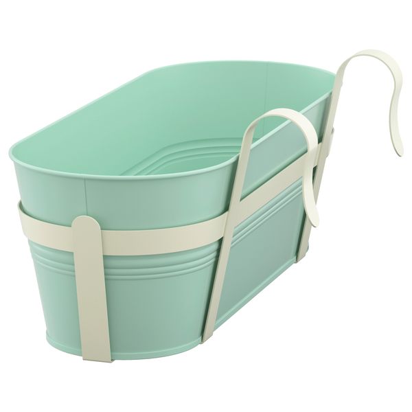 Ящик для цветов с держателем СОККЕР, д/дома/улицы, светло-зеленый (51x19 см) - фото 1