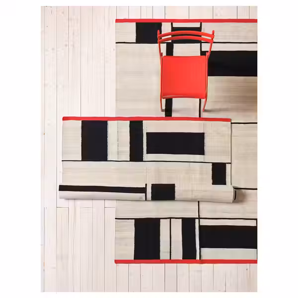 RASTPLATS РАСТПЛАТС Ковер, безворсовый - ручная работа бежевый/чёрный 200x300 см - фото 6