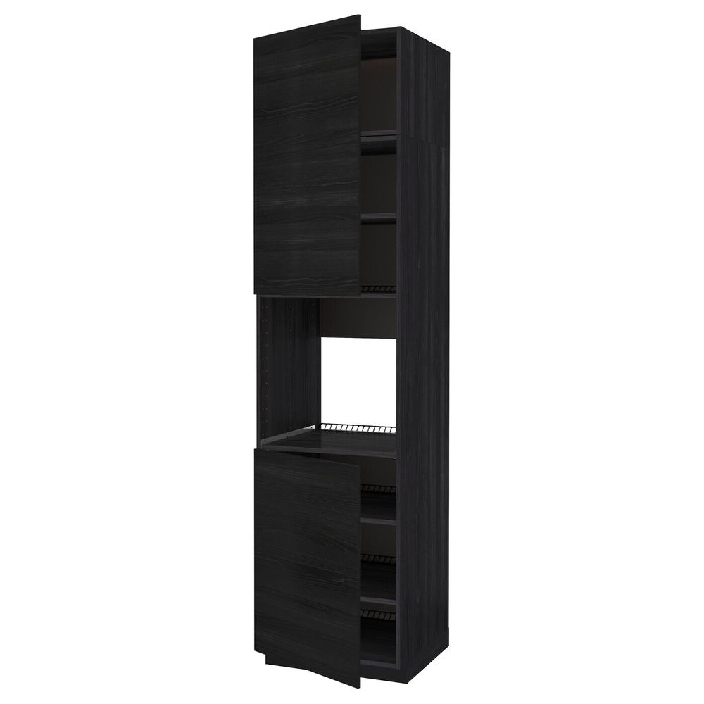 Высокий шкаф для духовки/2дверцы/полки, черный, Тингсрид черный 60x60x240 см IKEA МЕТОД 992.334.11 - схема-чертеж с размерами