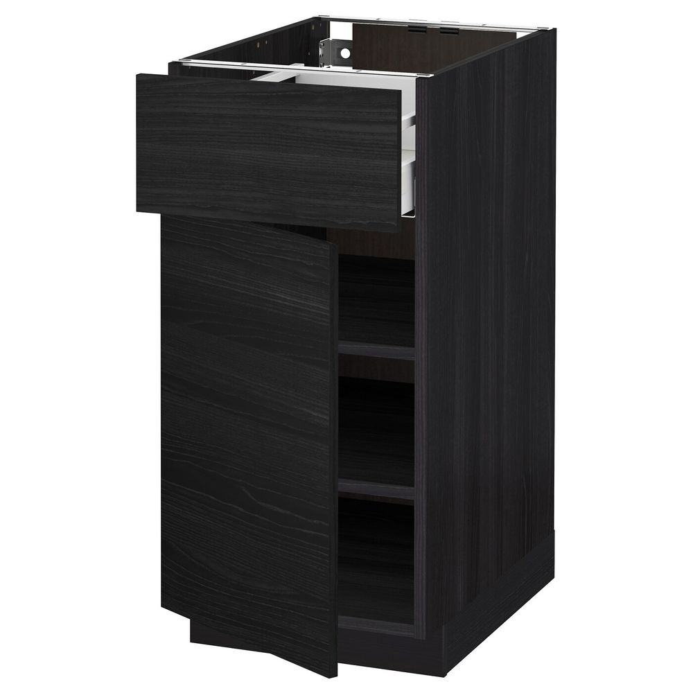 Напольный шкаф с ящиком/дверью, черный, Тингсрид черный 40x60 см IKEA МЕТОД / МАКСИМЕРА 692.356.47 - схема-чертеж с размерами