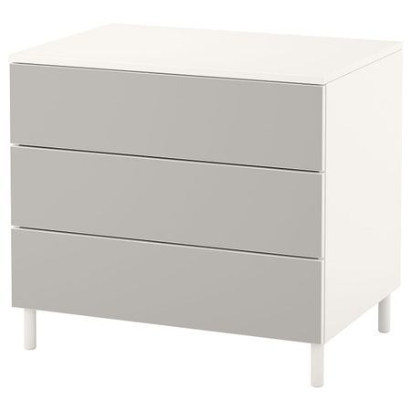 Комод с 3 ящиками, белый, Скатваль светло-серый 80x57x73 см IKEA ОПХУС 792.773.64