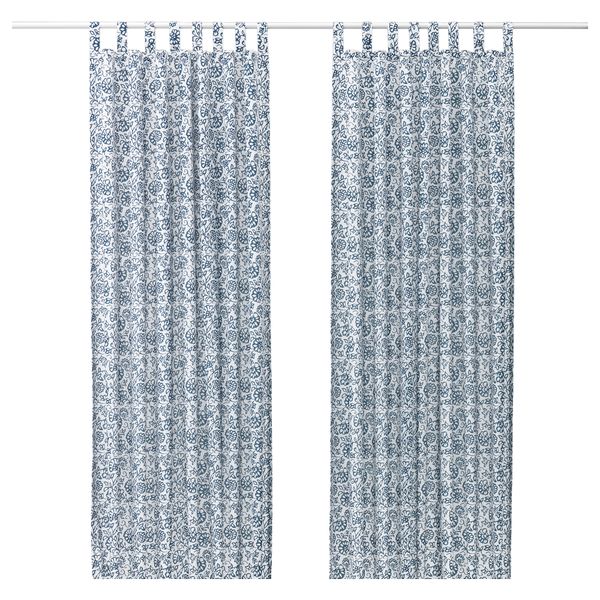 Гардины, 1 пара МЬЁЛШЭРТ, синий/белый (145x300 см) - фото 1