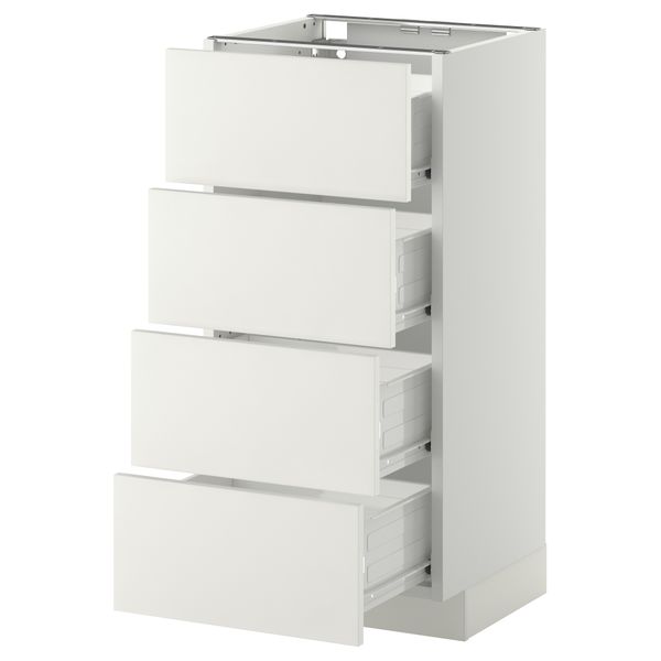 Напольный шкаф 4 фронтальных панели, 4 ящика МЕТОД / ФОРВАРА, белый, Хэггеби белый - схема-чертеж с размерами