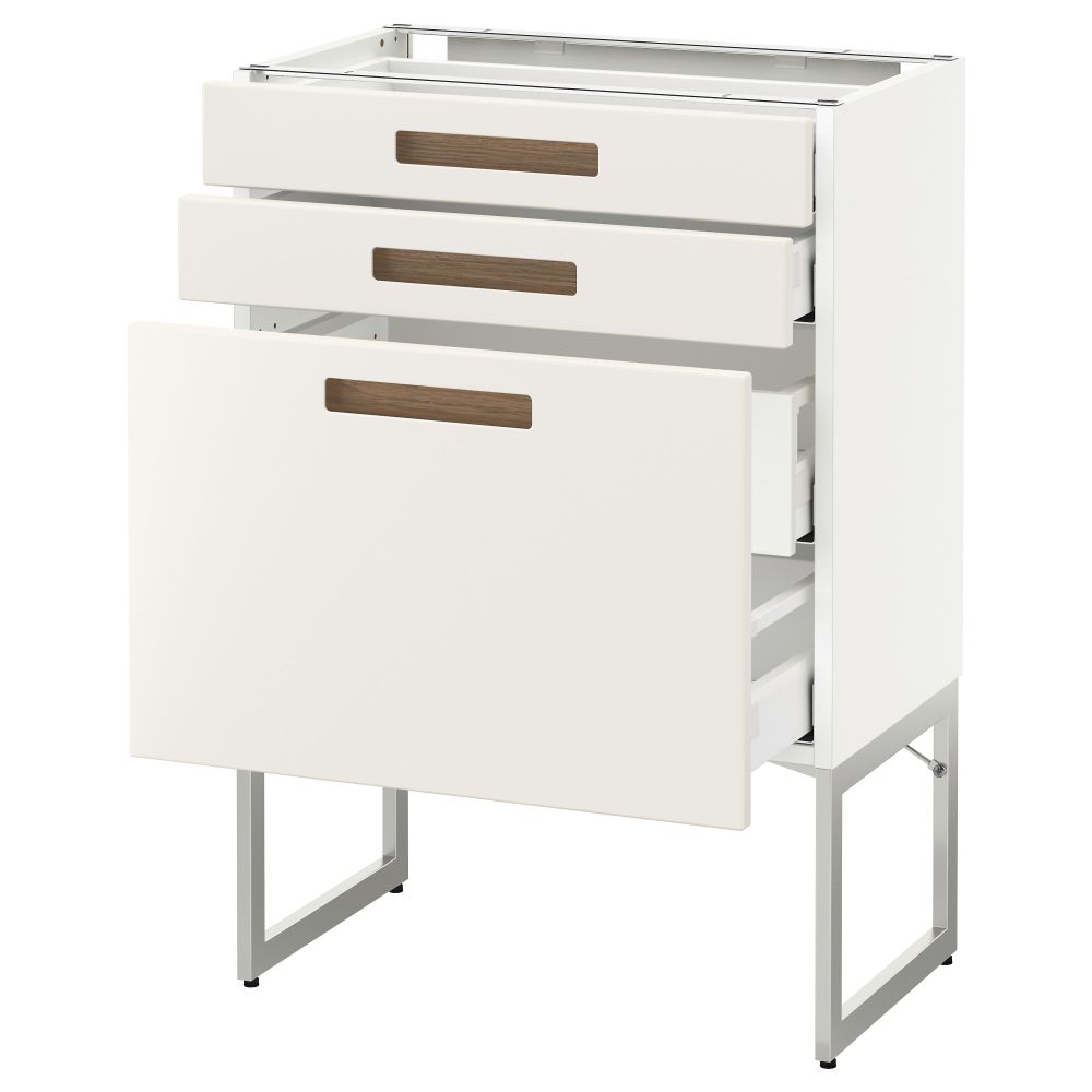 Напольный шкаф 3 фронтальных панели, 2 нижних, 2 средних ящика МЕТОД / МАКСИМЕРА, белый, Мэрста белый - схема-чертеж с размерами