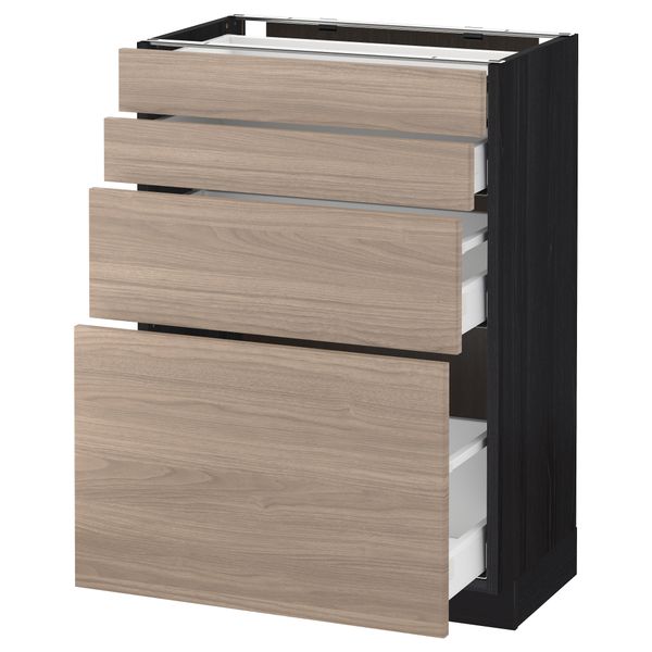 Напольный шкаф 4 фронтальных панели, 4 ящика МЕТОД / МАКСИМЕРА, черный, Брокхульт светло-серый - схема-чертеж с размерами