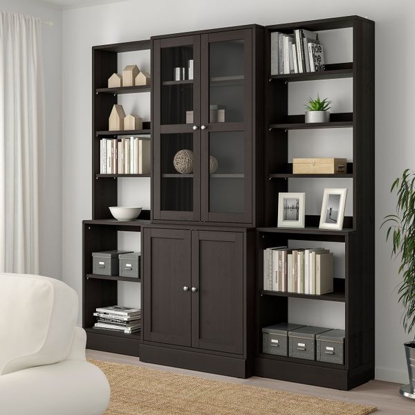 Комбинация для хранения + стеклянная дверц, темно-коричневый 203x47x212 см IKEA HAVSTA ХАВСТА 692.659.22 - фото 2