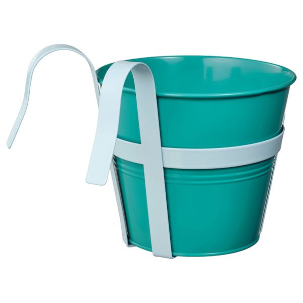 Кашпо с держателем, для дома, улицы бирюзовый 17 см IKEA СОККЕР 304.523.35 - фото 1