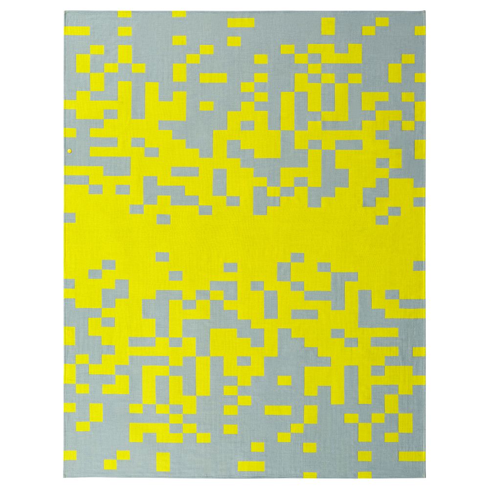 Плед, бледно-голубой, ярко-желтый, 130x170 см IKEA BRÄNNBOLL 105.892.02 - фото 1