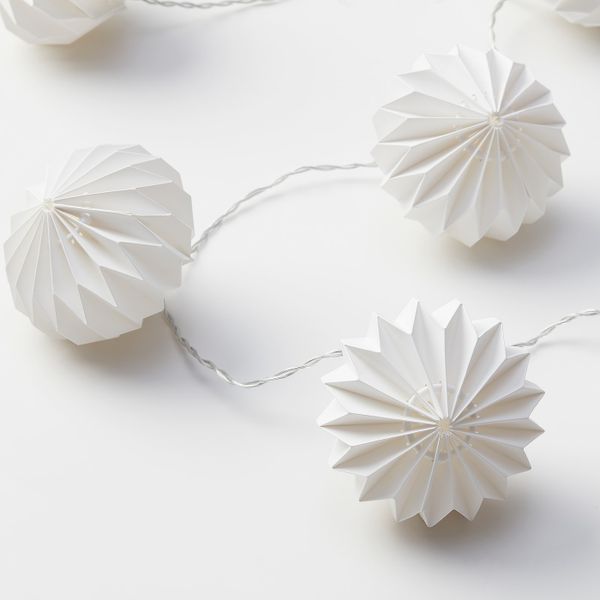 Гирлянда, 12 светодиодов, с батарейным питанием/оригами белый IKEA STRÅLA СТРОЛА 004.767.19 - фото 2