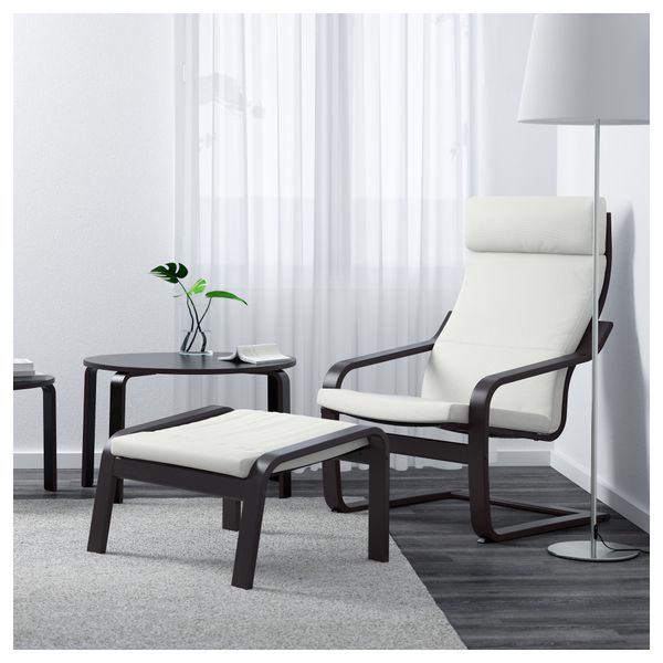 Табурет для ног ПОЭНГ, черно-коричневый, Финнста белый - фото 2