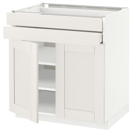 Напольный шкаф, 2 дверцы, 2 ящика МЕТОД / МАКСИМЕРА, белый, Сэведаль белый
