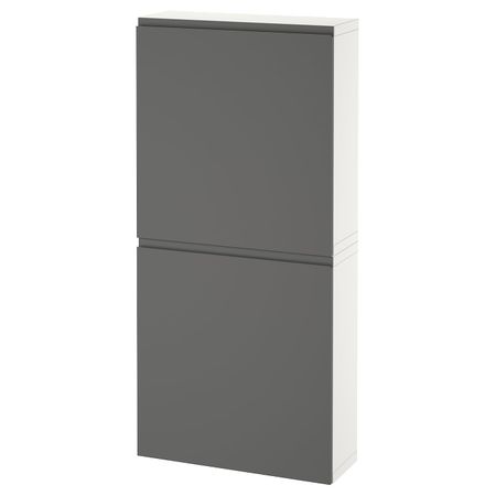 Навесной шкаф с 2 дверями, белый/вэстервикен темно-серый 60x22x128 см IKEA BESTÅ БЕСТО 594.356.56