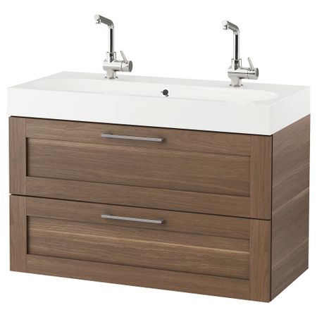 Шкаф для раковины с 2 ящиками ГОДМОРГОН / БРОВИКЕН, под грецкий орех (100x48x68 см)