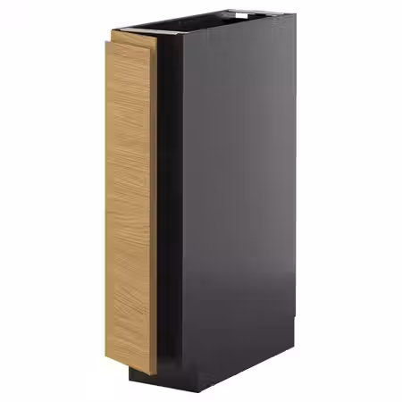 METOD Напольный шкаф с полками - черно-серый/Voxtorp под дуб 20x60 см