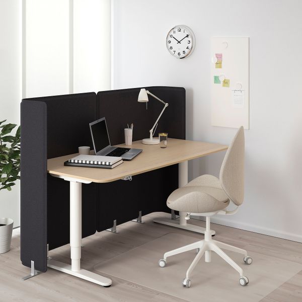 Стол-трансформер для приемной, дубовый шпон, беленый, белый 160x80 120 см IKEA БЕКАНТ 692.888.10 - фото 2