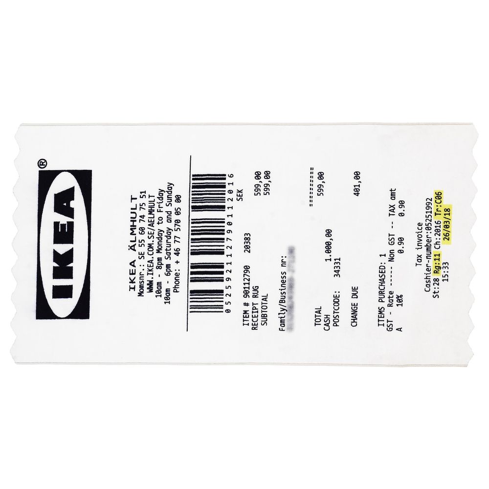 Ковер, короткий ворс, белый/черный, 90x200 см IKEA МАРКЕРАД 104.564.00 - фото 1