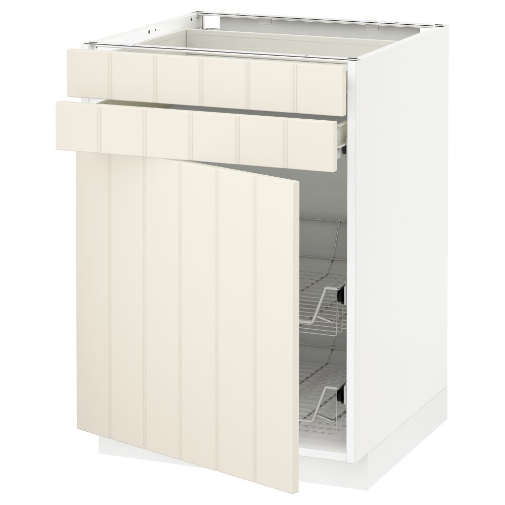 Напольный шкаф, дверца, 2 ящика, проволочных корзин МЕТОД / ФОРВАРА, белый, Хитарп белый с оттенком - схема-чертеж с размерами