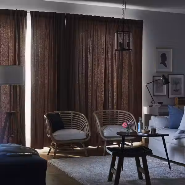 TIBAST Затемняющие гардины, 2 шт. - темно-красный/с лентой 145x300 см - фото 4