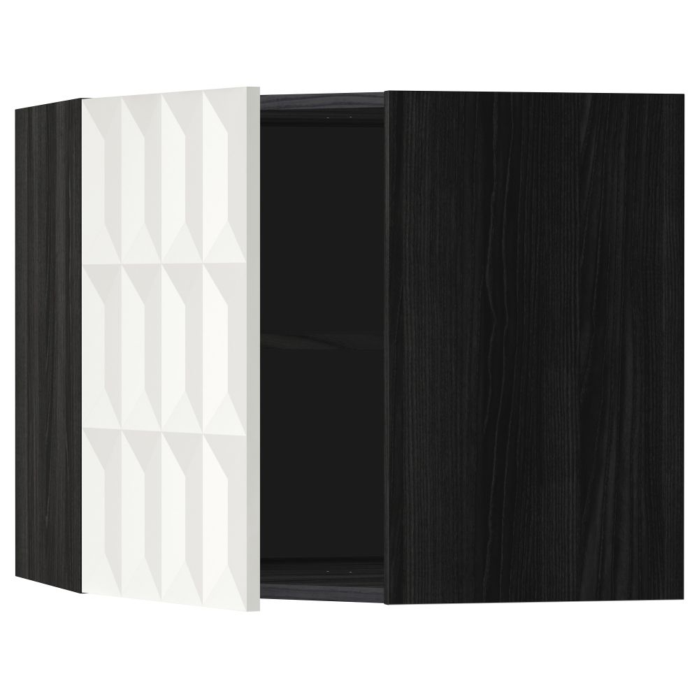 Угловой навесной шкаф с полками МЕТОД, черный, Гэррестад белый - схема-чертеж с размерами