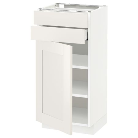 Напольный шкаф с дверцей, 2 ящиками МЕТОД / МАКСИМЕРА, белый, Сэведаль белый